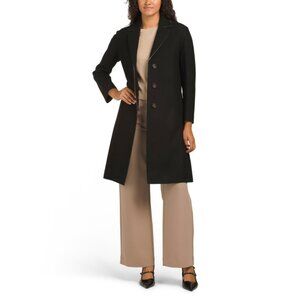 ICONS BY CINZIA ROCCA Black/Sand Virgin Wool Blend Overcoat